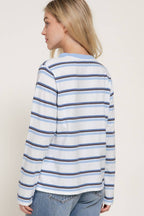 Oversized Long Sleeve Y/D Multi Striped Knit Top