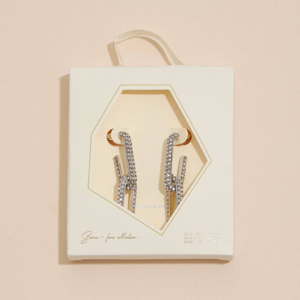 18k Gold Dipped Linked CZ Dangling Earrings | CZ Dangling Earrings