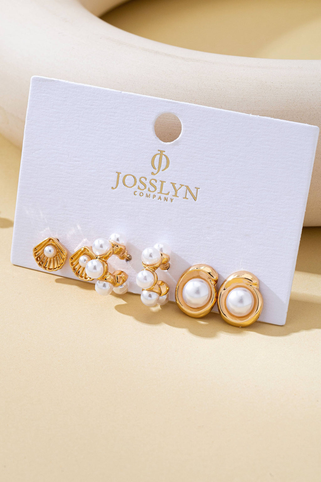 Shell Pearl Seashell Trio Earring Set | 80E62027