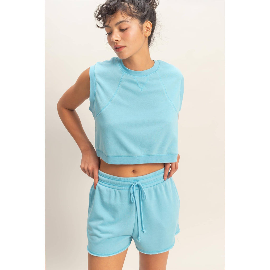 Burnout French Terry Sleeveless Top & Shorts Set
