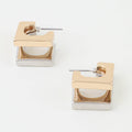 Two Toned Open Dome Hoop Earrings