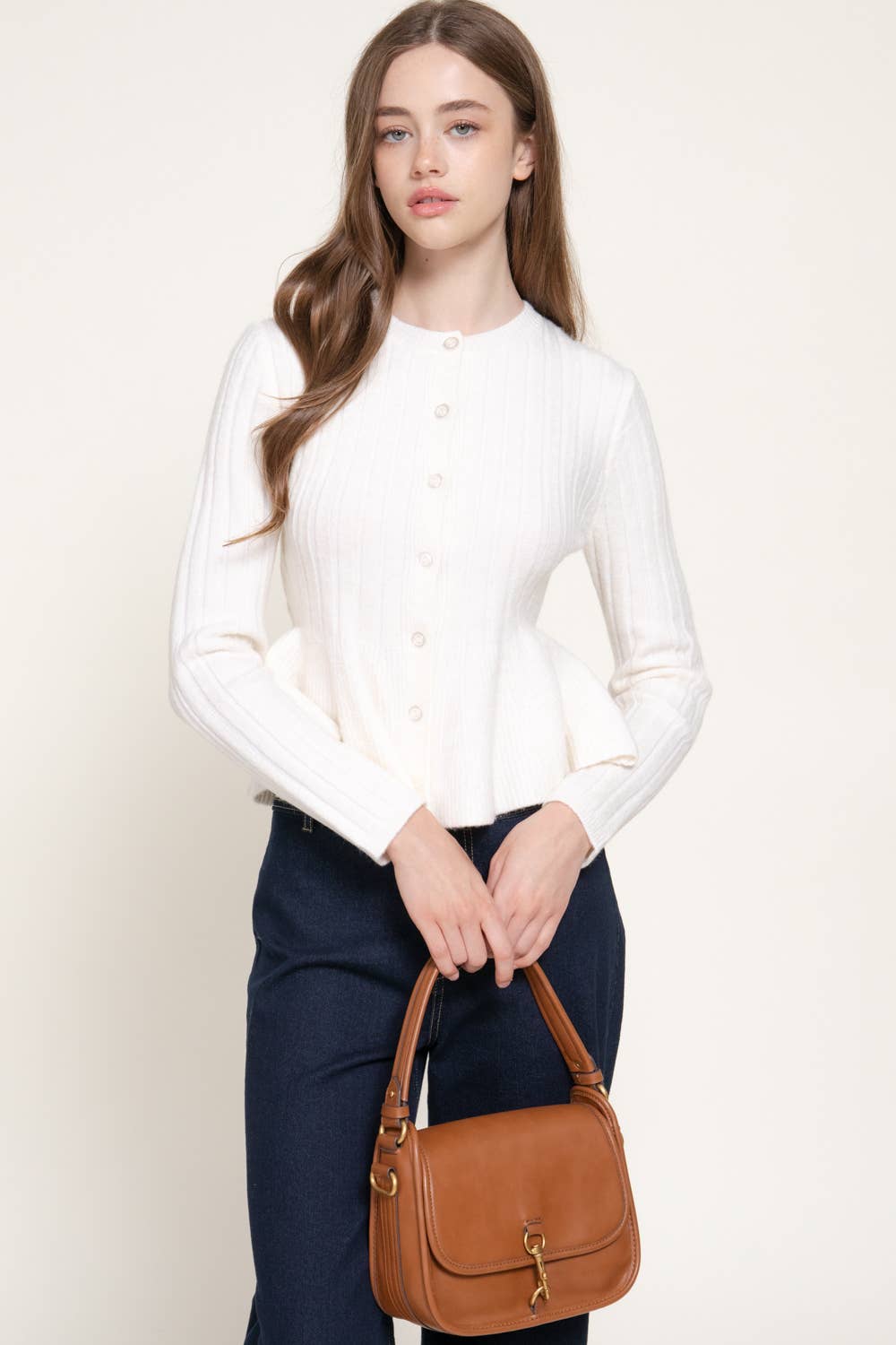 Long Sleeve Peplum Sweater Cardigan