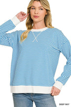 Striped Rib Banded Pullover