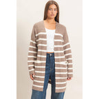 Open Front Stripe Cardigan