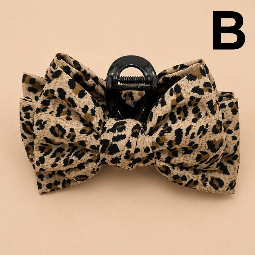 Leopard Print Bow Hair Claw Clips | 40H1215