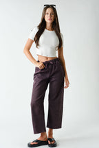 Denim Acid-Wash Drawstring Pull-On Pants