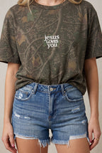 Jesus Loves You -mini-  Dark Camo Shortsleeve