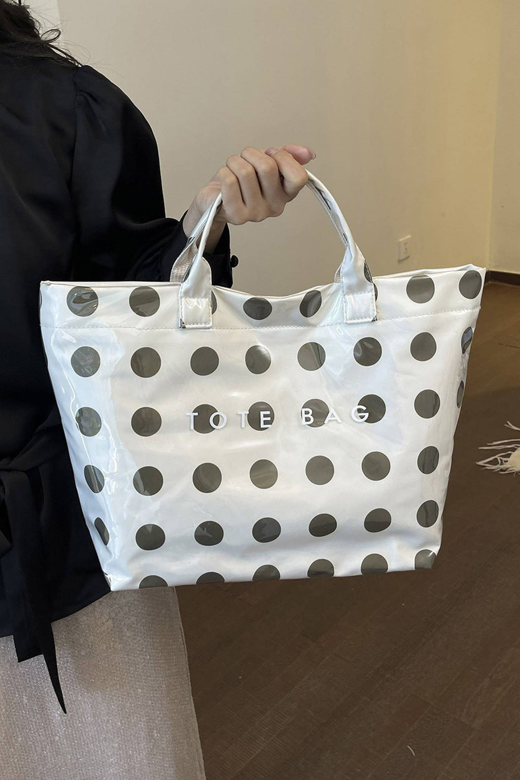 LAS Polka Dot Durable Waterproof PVC Tote Bag