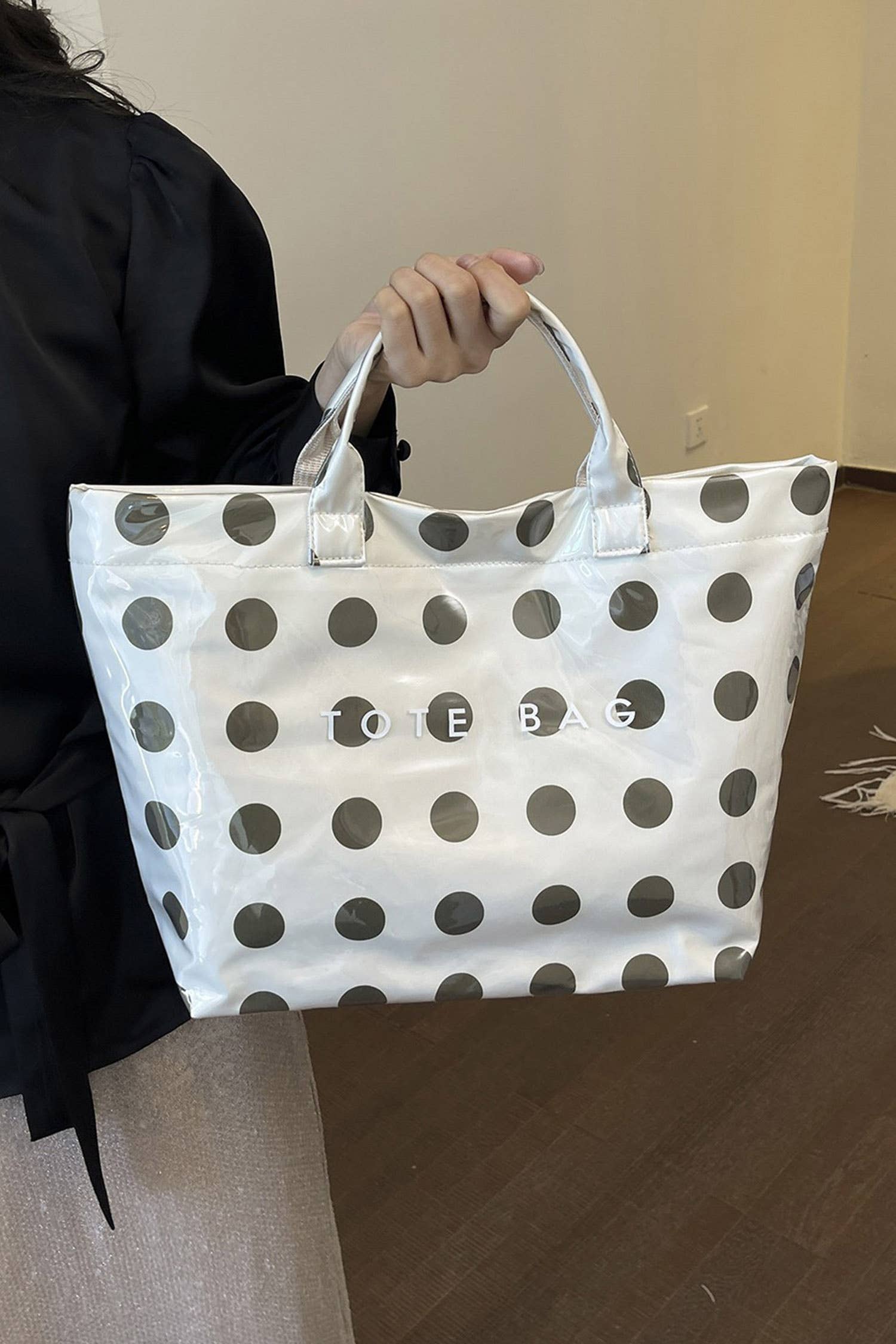 LAS Polka Dot Durable Waterproof PVC Tote Bag