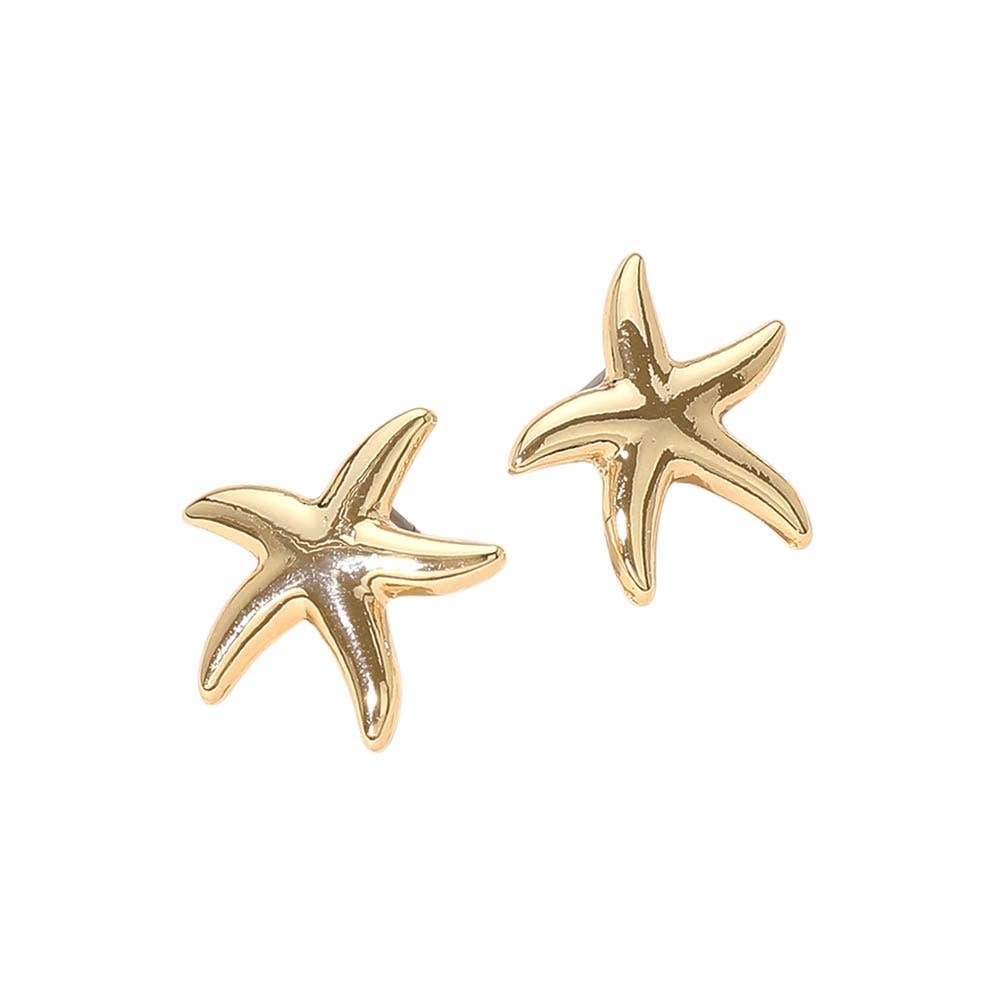 Metal Starfish Stud Earrings