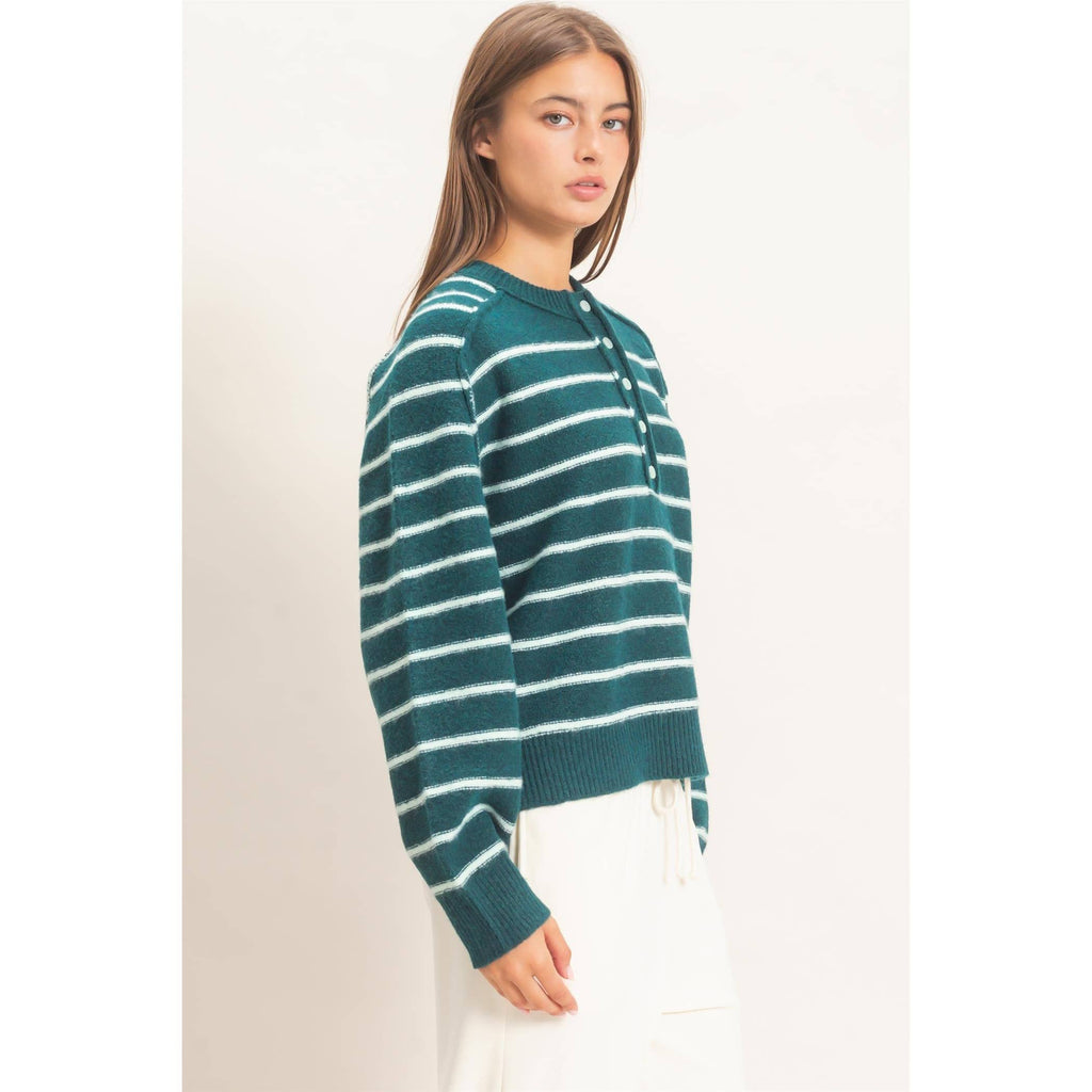 Stripe Henley Sweater