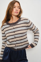 KAY STRIPED BUTTON UP CARIDGAN