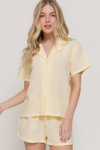 Short Sleeve Resort Collar Shirt & Waistband Shorts Set