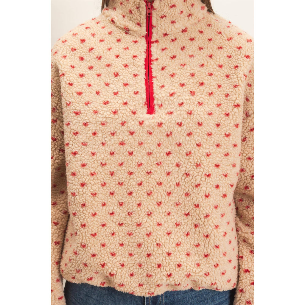 Polka Dot Sherpa Half-Zip Pullover