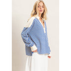 Striped Henley Sweatshirt
