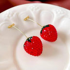 Crystal Strawberry Drop Earrings ￼
