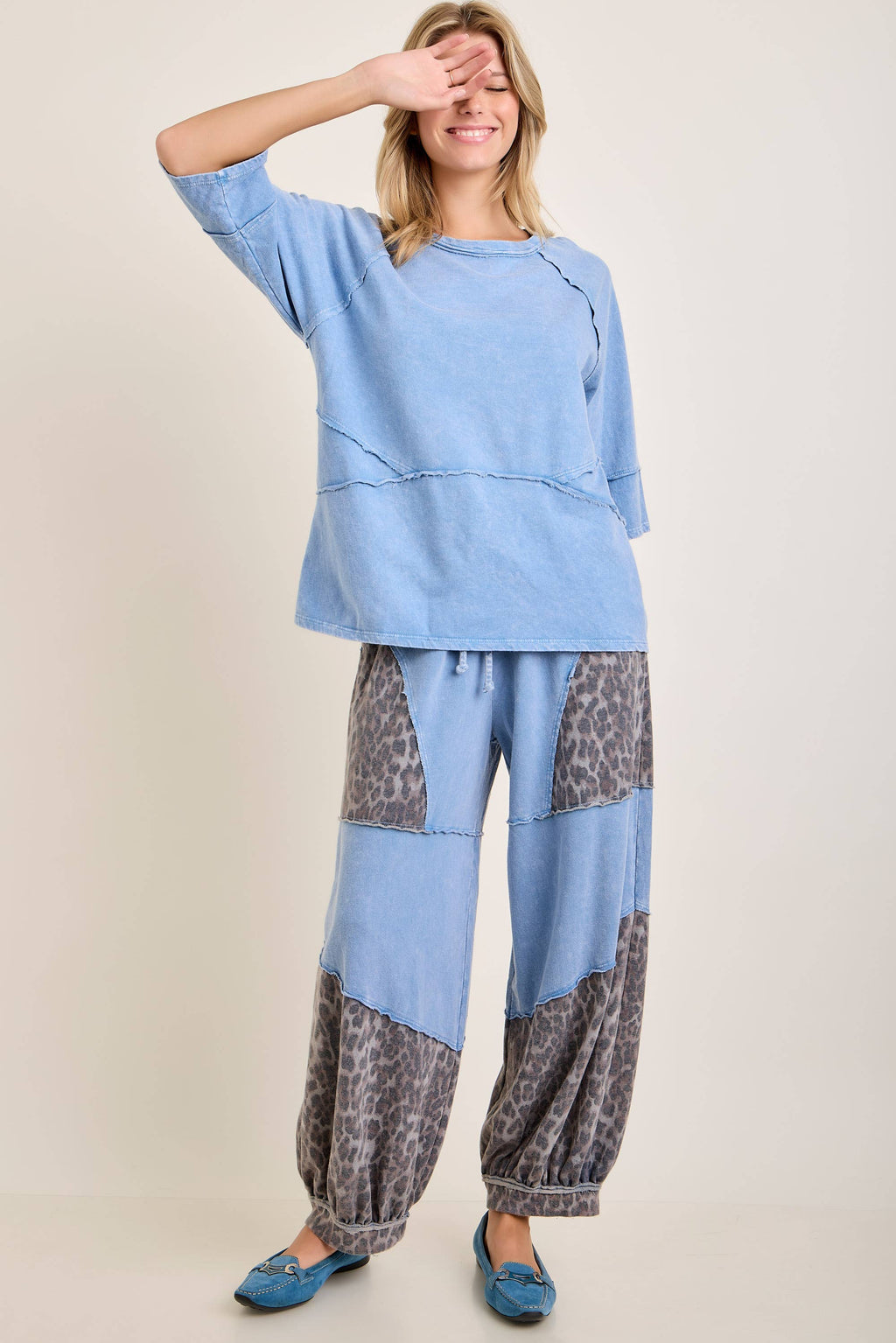 Mineral Washed Cheetah Leopard Balloon Lounge pants HP6948