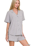 Button Down Shirts & Shorts Pajama Set Zenana