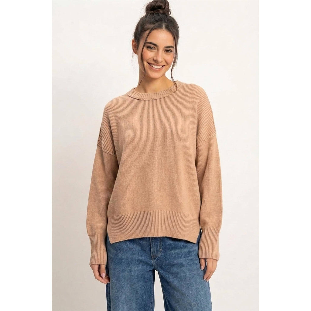 Ribbed Crew Neck Sweater