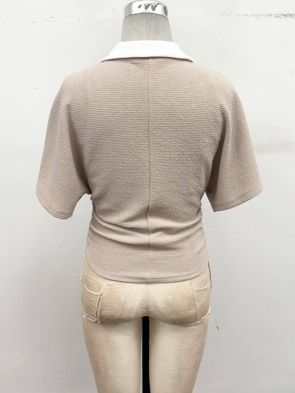 Textured Polo Lounge Top & Wide-Leg Pant Set