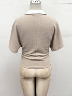 Textured Polo Lounge Top & Wide-Leg Pant Set