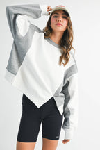 9106FK Colorblock Terry Pullover Sweatshirt