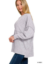 Brushed Melange Drop Shoulder Oversized Sweater