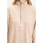 Ribbed Knit Half-Zip Pullover