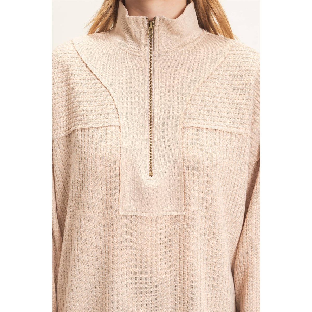 Ribbed Knit Half-Zip Pullover