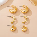 Chunky Hoop Rhinestone Trio Earring Set | 80E61673