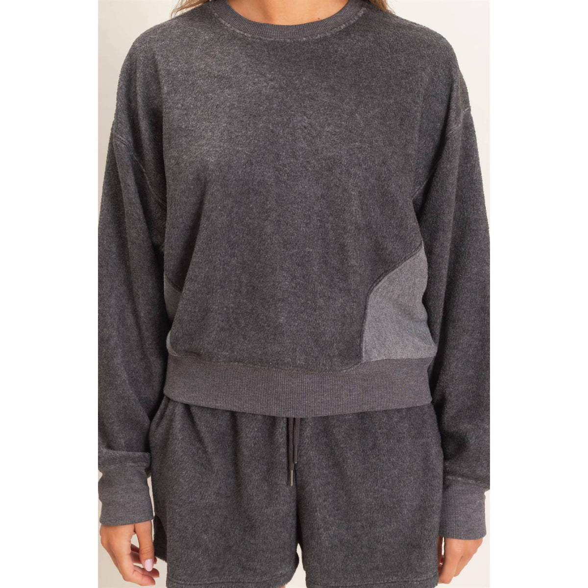 Contrast Sweatshirt & Shorts Set