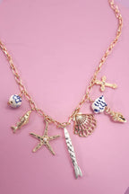 CHARM NECKLACE-PORCELAIN SEASHELL AND STARFISH | 80N92141