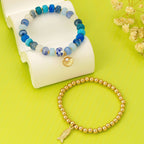 Nautical Blue Beaded Stretch Bracelet Set | 80B1705