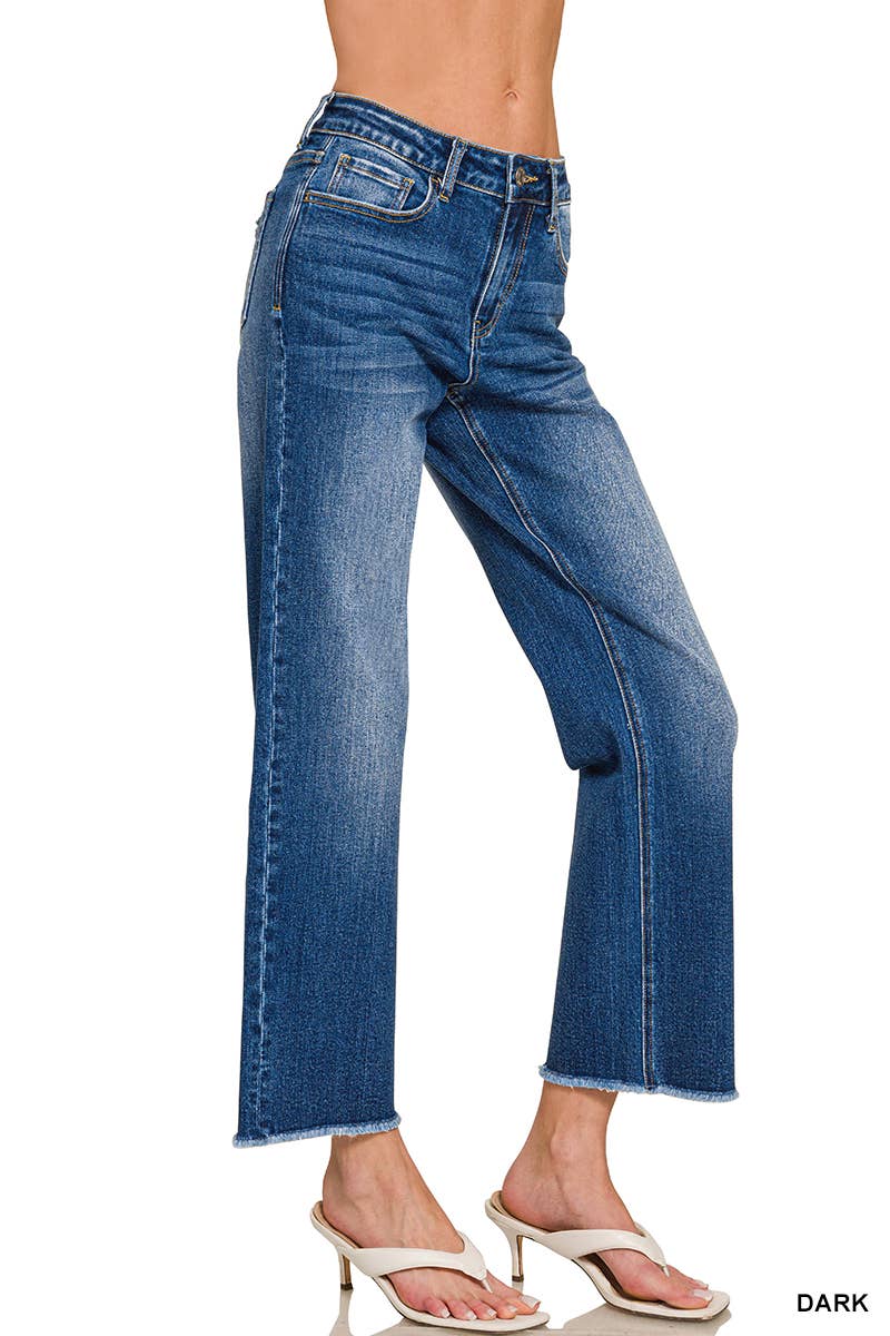 0827 High Waist Straight Leg Dark Wash Denim Pants SI-28061 Zenana