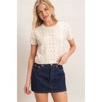 Embellished Cable Knit Sweater