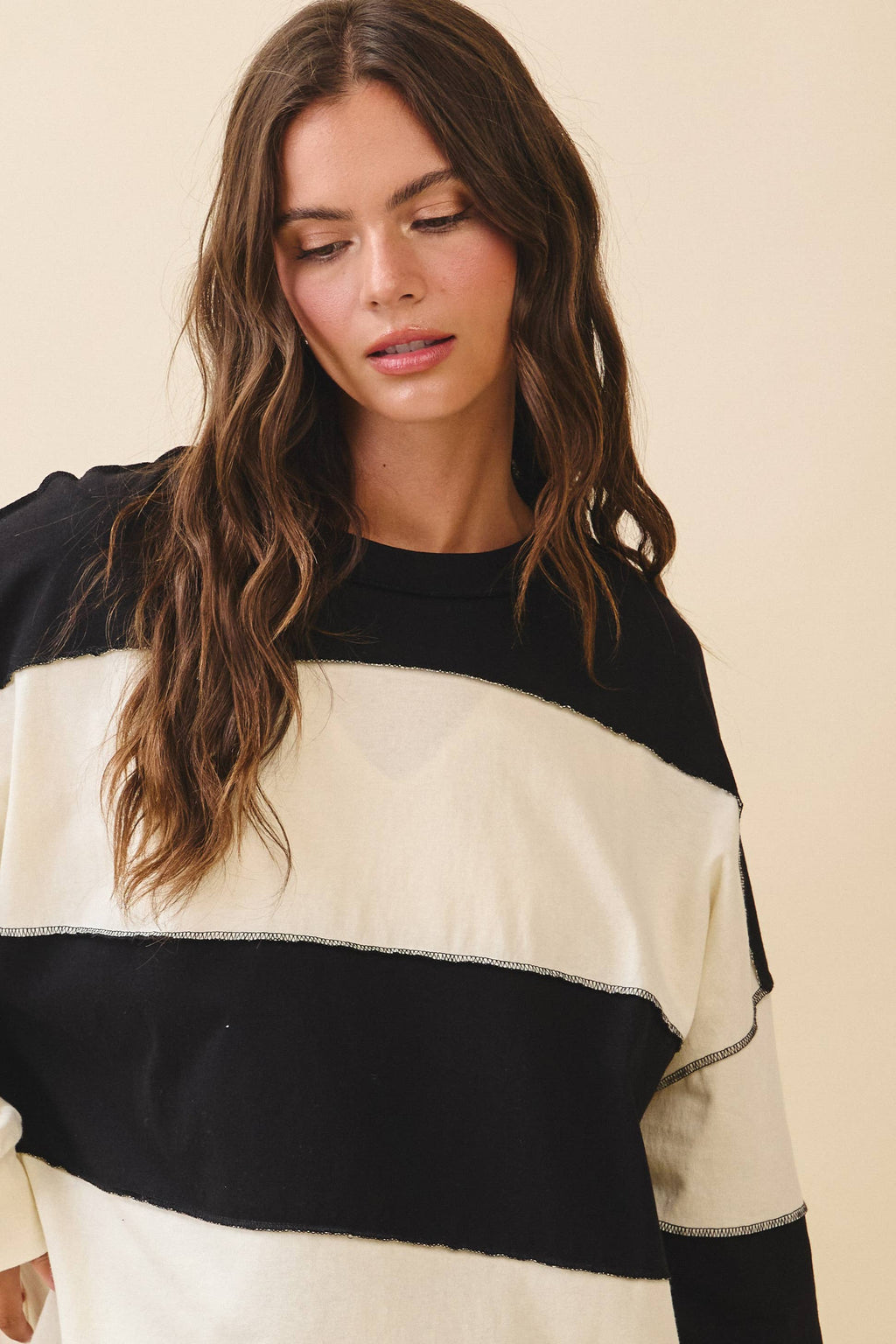 8417FN Polly Color Block Top