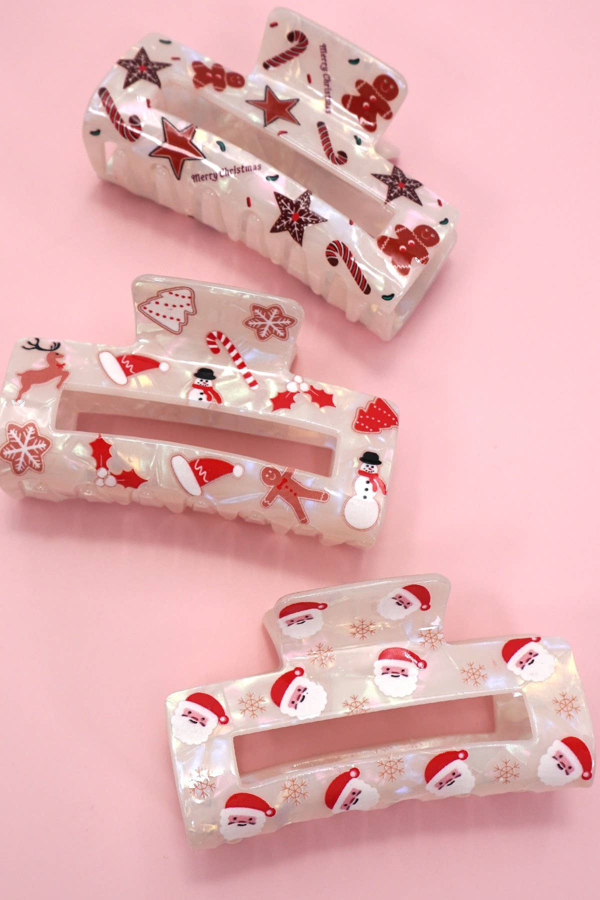 CHRISTMAS TREE SANTA HOLIDAY HAIR CLAW | 40H947