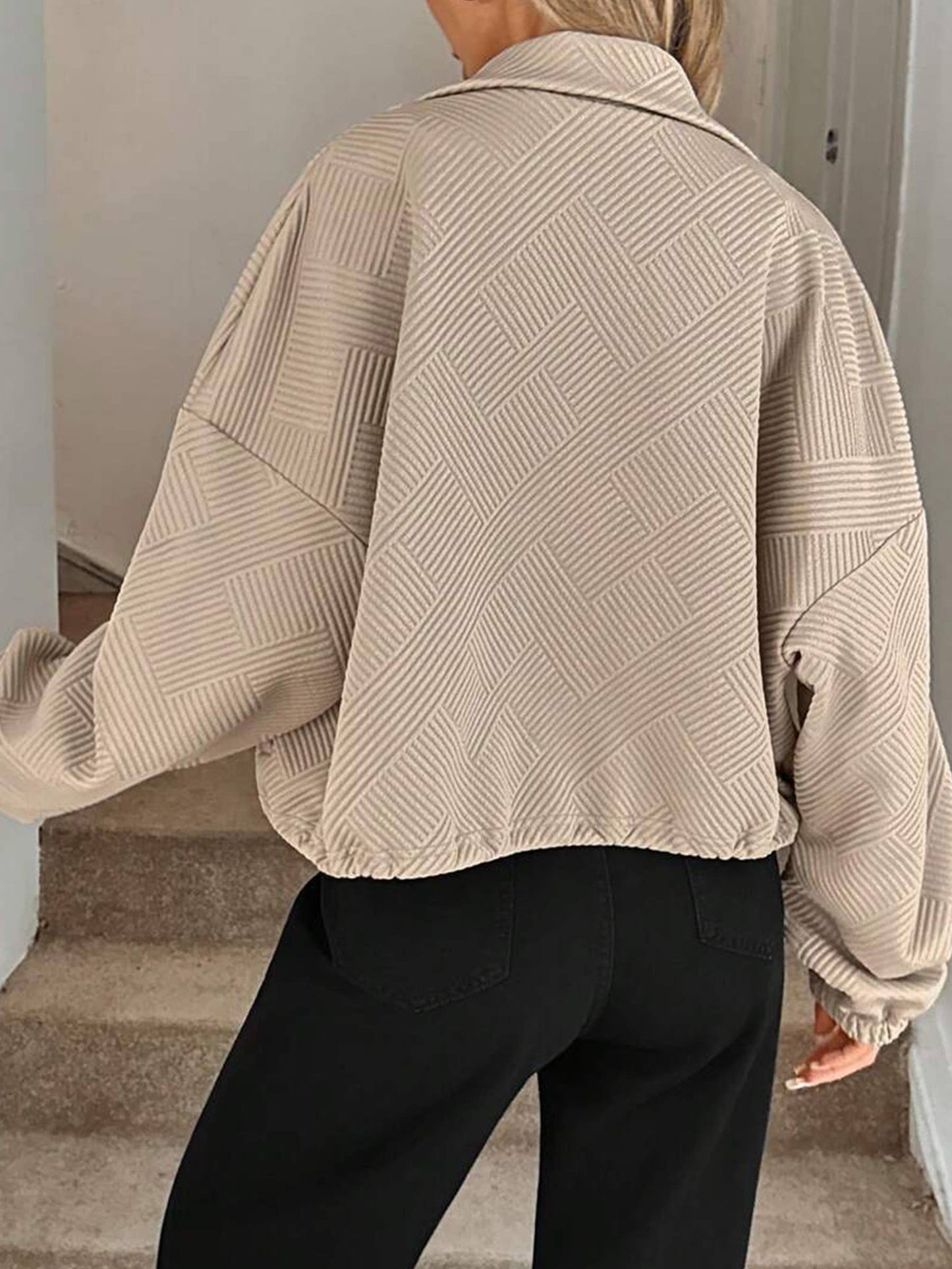 Turtleneck Zipper Drawstring Jacket