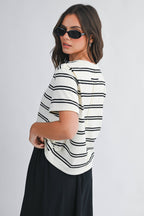 8510HN Striped Boxy Short Sleeve Tee