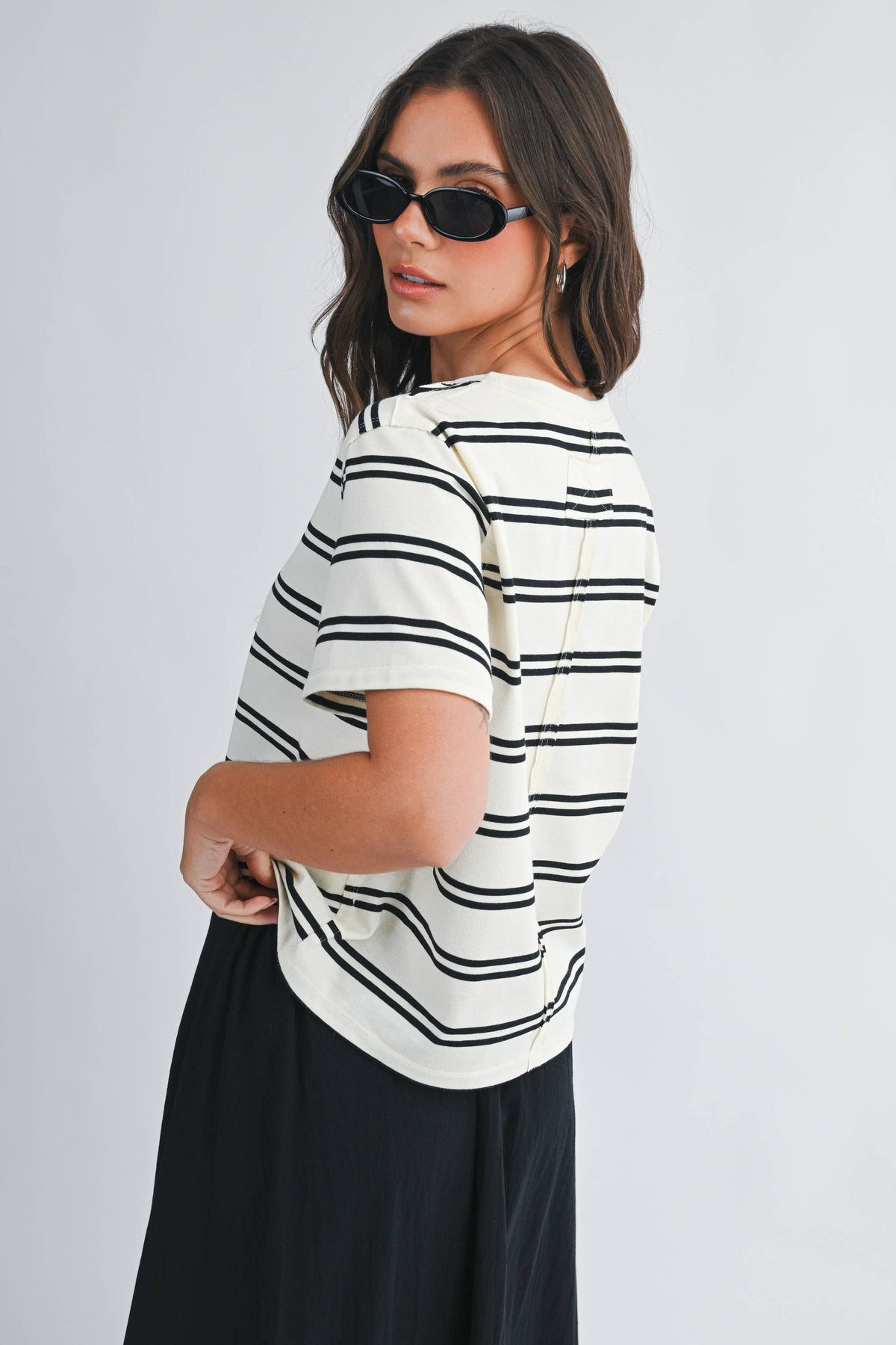 8510HN Striped Boxy Short Sleeve Tee