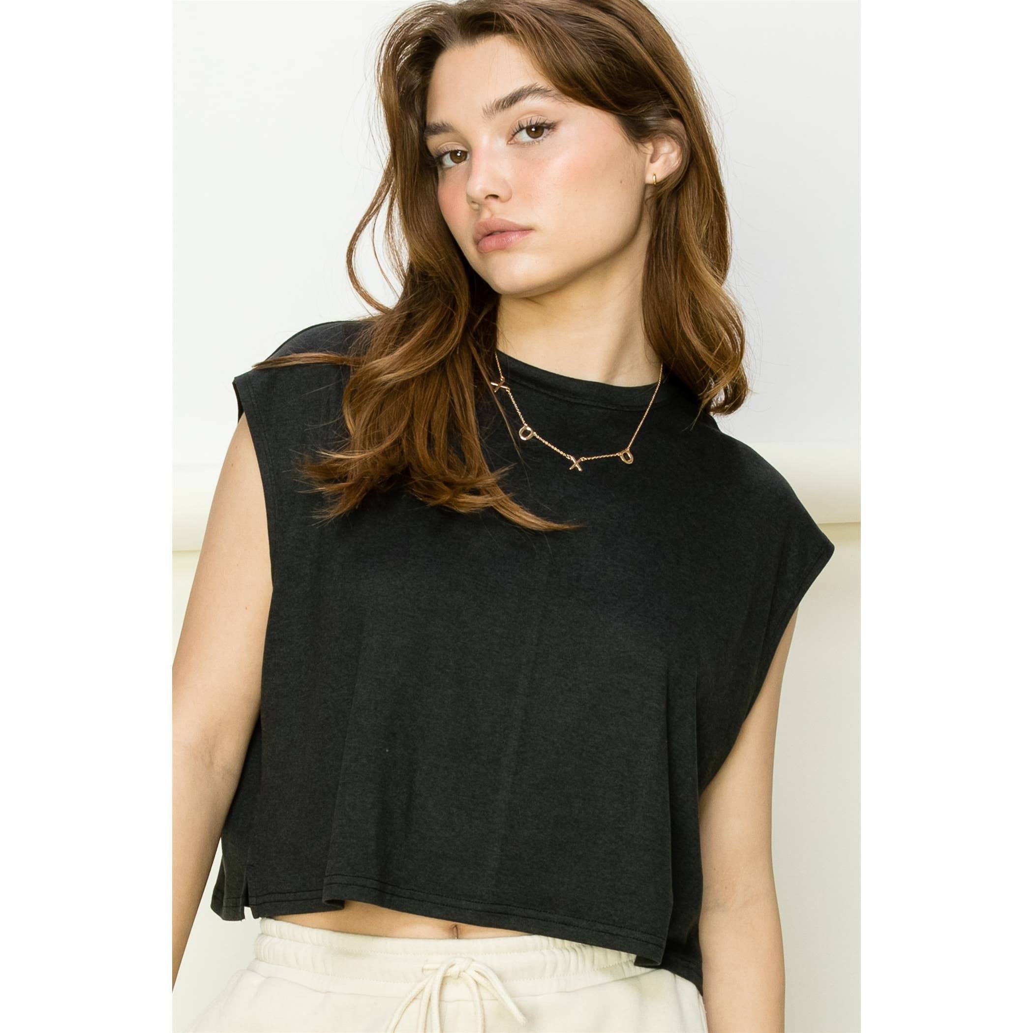 Crew Neck Cropped Top