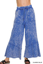 `Acid Washed Flare Hem Pants With Pockets Zenana