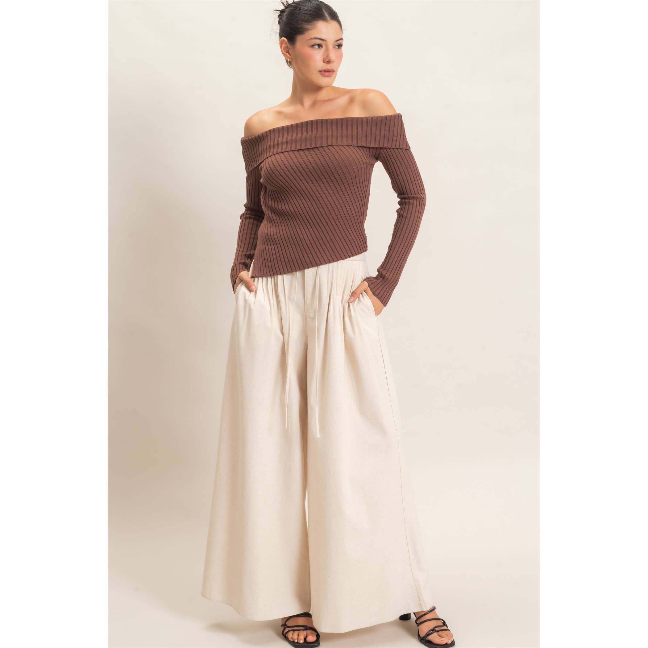 High-Waisted Pintuck Trousers