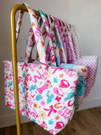 Western Print Everyday Carryall Tote Bag - Fabric Quilted 
