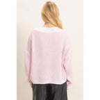 Striped V-Neck Ribbed Sweater