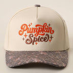 Pumpkin Spice Embroidered Printed Brim Trucker Hat