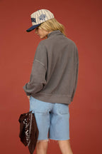 MOCK NECK HENLEY LONG SLEEVE KNIT TOP