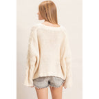Cable Knit V-Neck Sweater