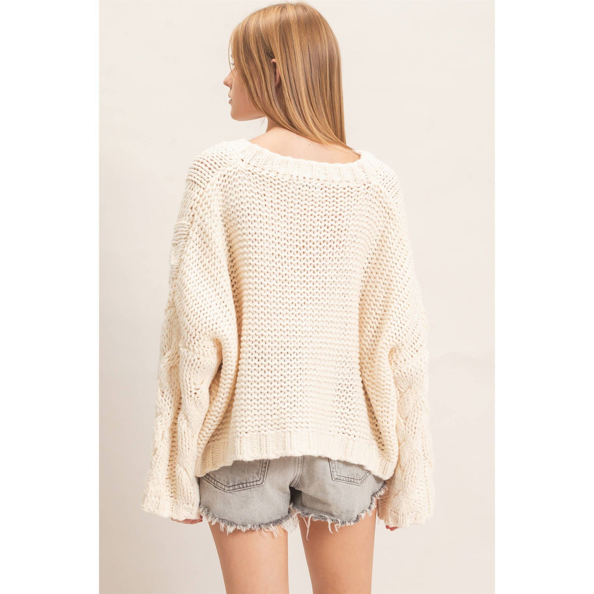 Cable Knit V-Neck Sweater