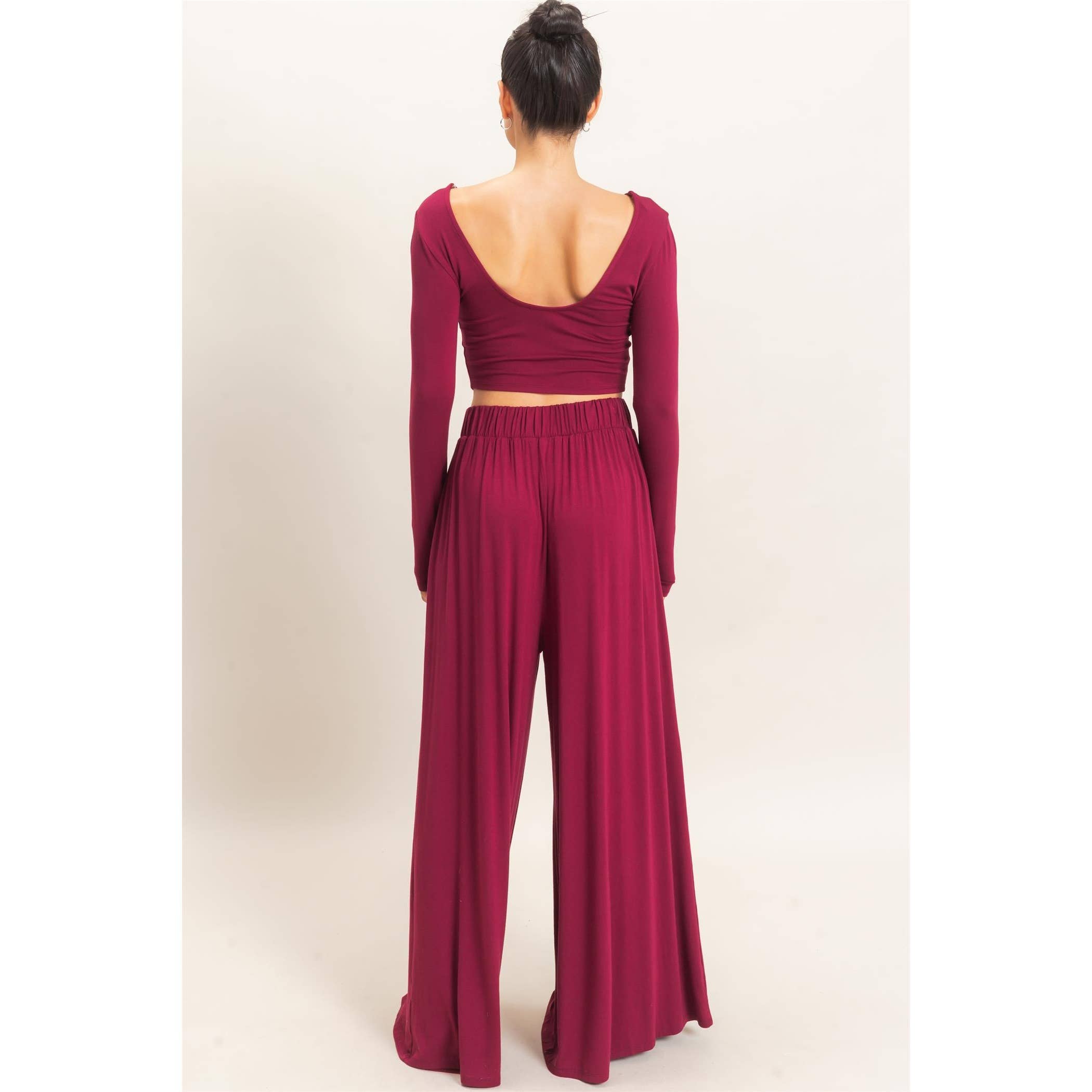 Long Sleeve Top & Wide Leg Pants Set